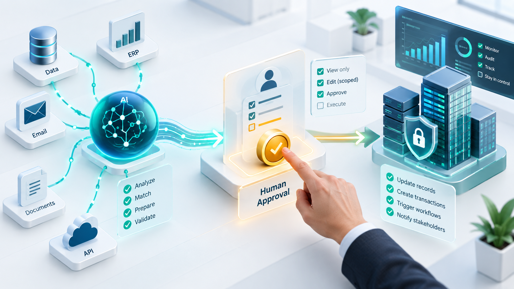 AI Agent thực hiện workflow doanh nghiệp với điểm phê duyệt của con người